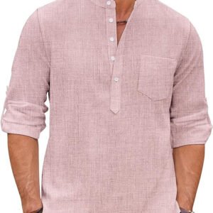 Men’s Linen Blend Henley Shirt